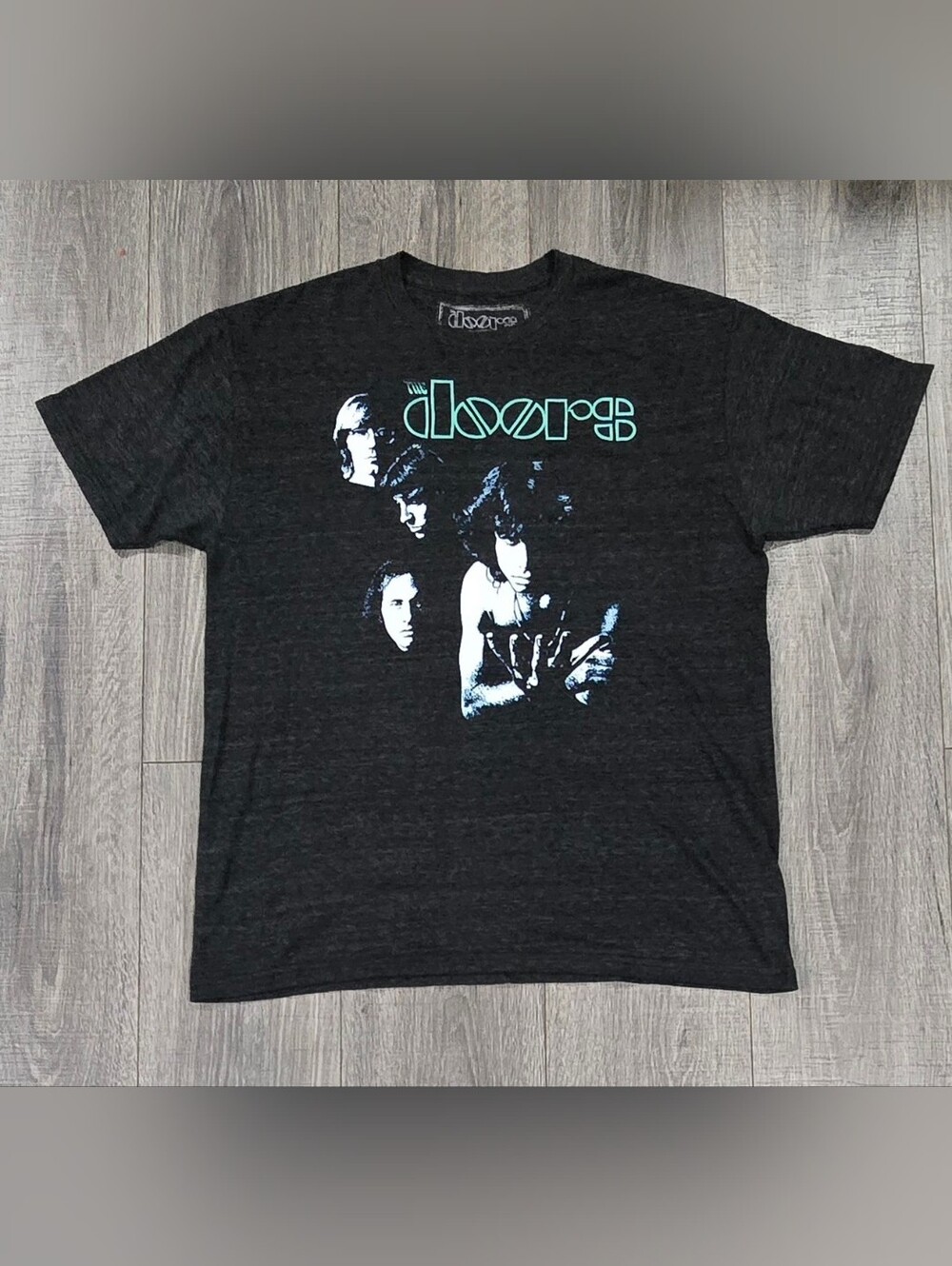 The Doors Jim Morrison Band T-Shirt Men's L Charcoal Gray Teal Rock Graphic Tee